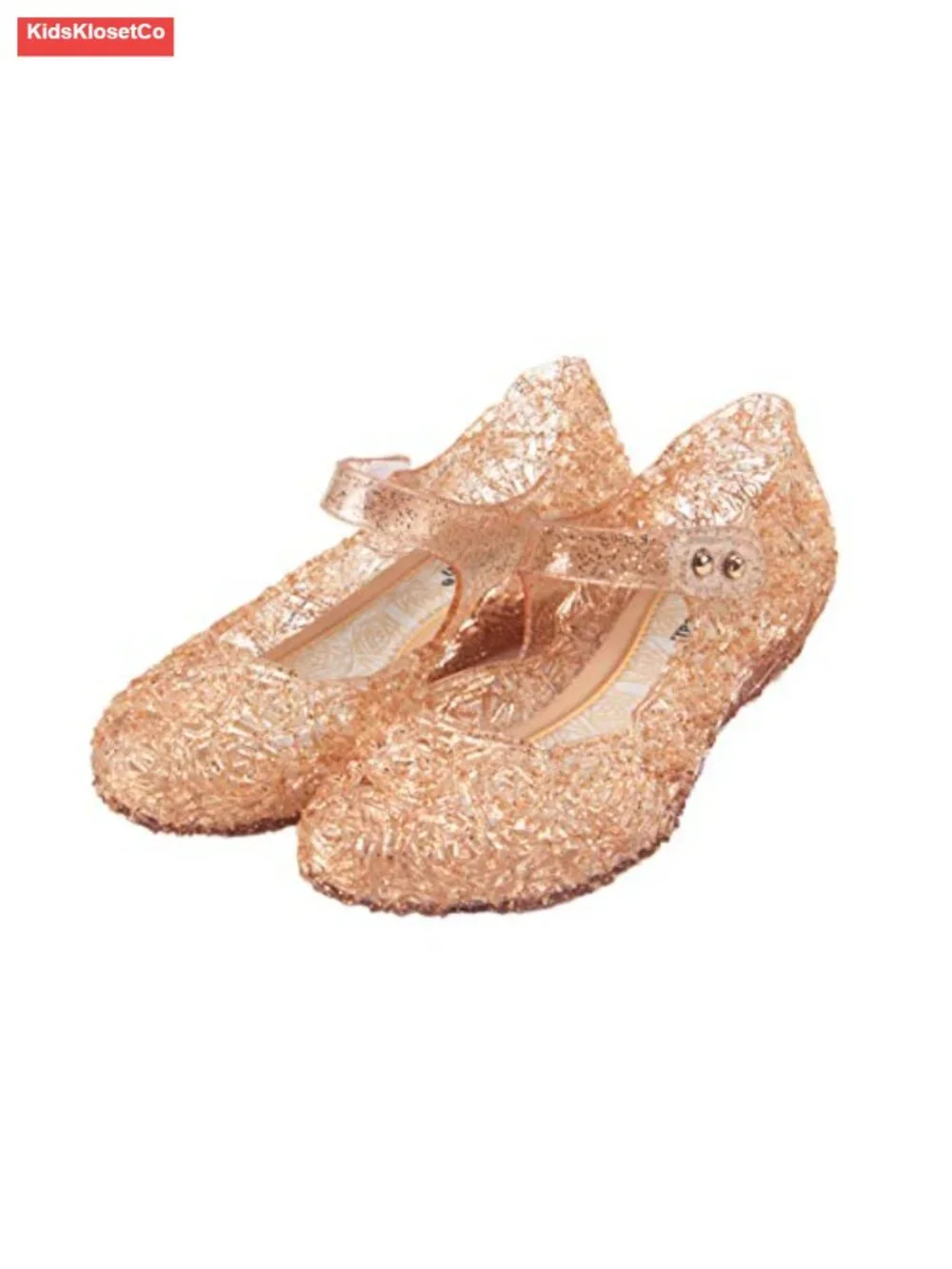 Lightweight Slip-On Jelly Flats with Velcro for Toddler & Little Girls Dress Up